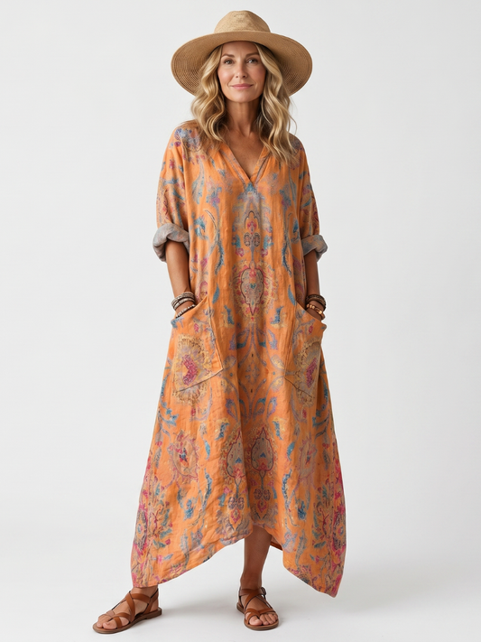 Maveloe | Printed Midi Dress with Pockets Sophie