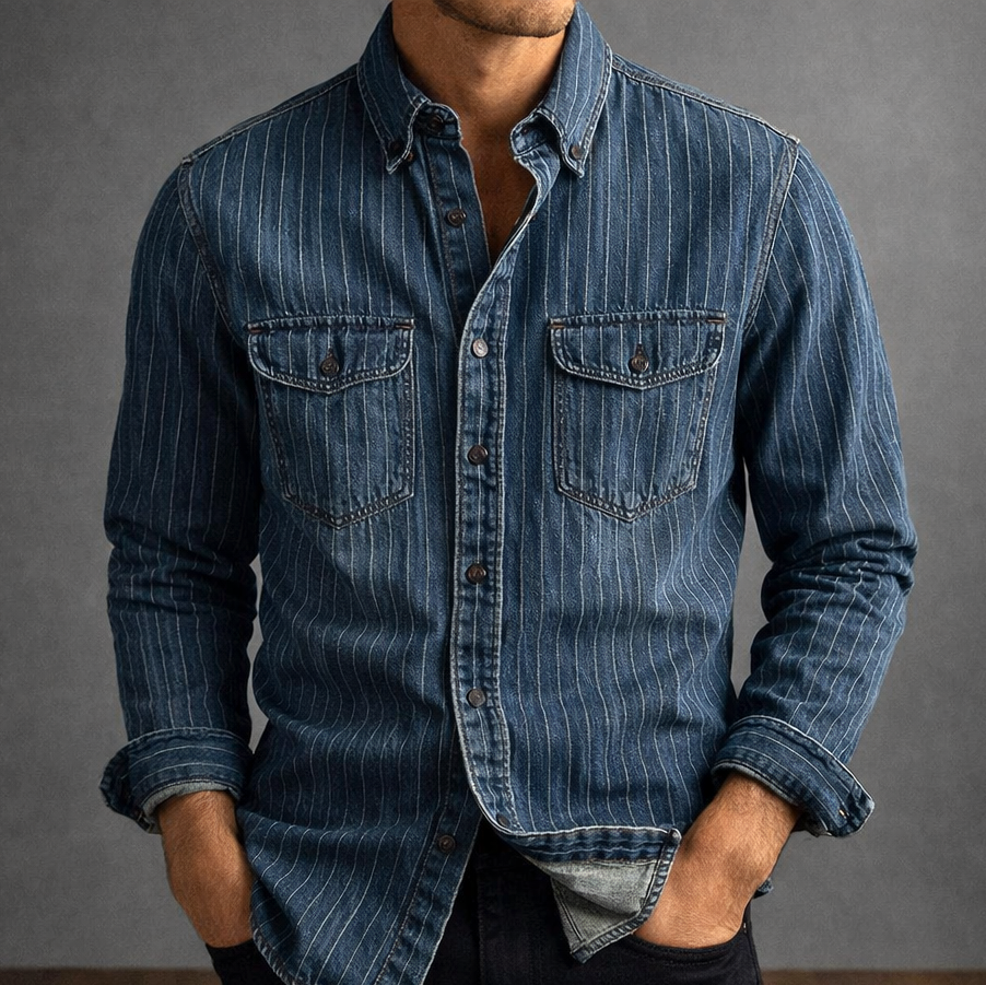 Maveloe | Men's Long-Sleeve Striped Shirt