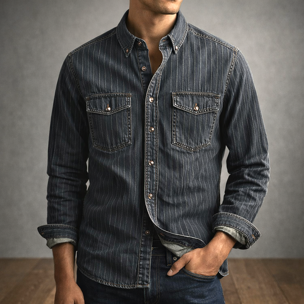 Maveloe | Men's Long-Sleeve Striped Shirt