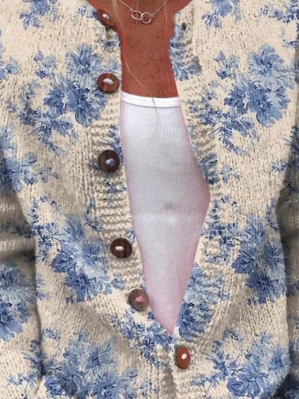 Claire Blue Floral Cardigan