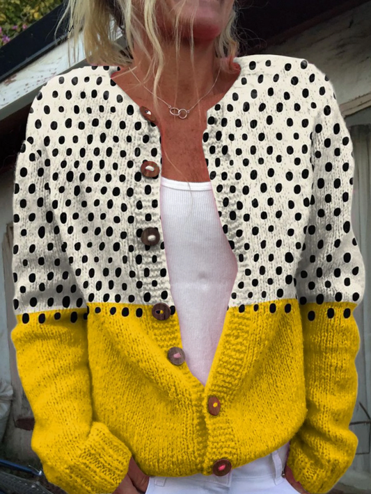 Chloé Two-Tone Polka Dot Cardigan