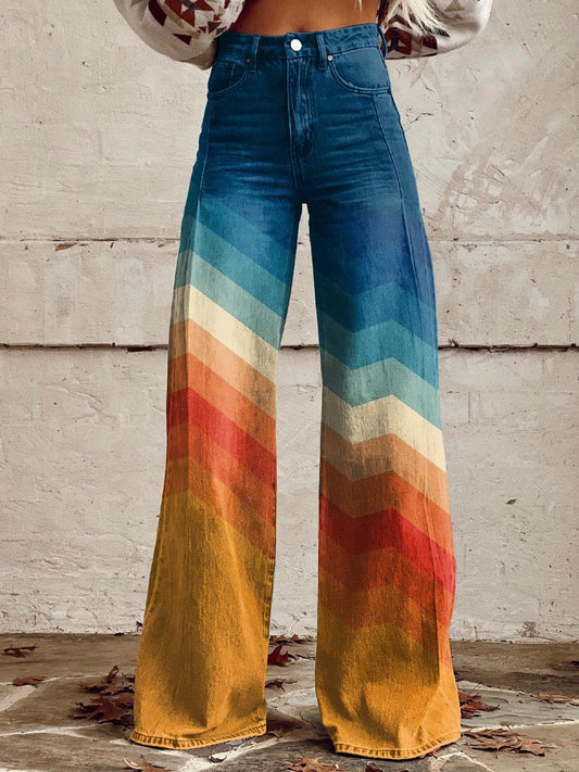 Maveloe | Boho Floral Wide-Leg Jeans