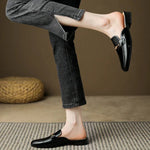 Juliette Gold-Bit Leather Mules